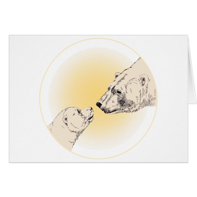 Polar Bear & Unge Cards Wildlife Bear Art-kort Hälsningskort (Framsidan Horizontal)