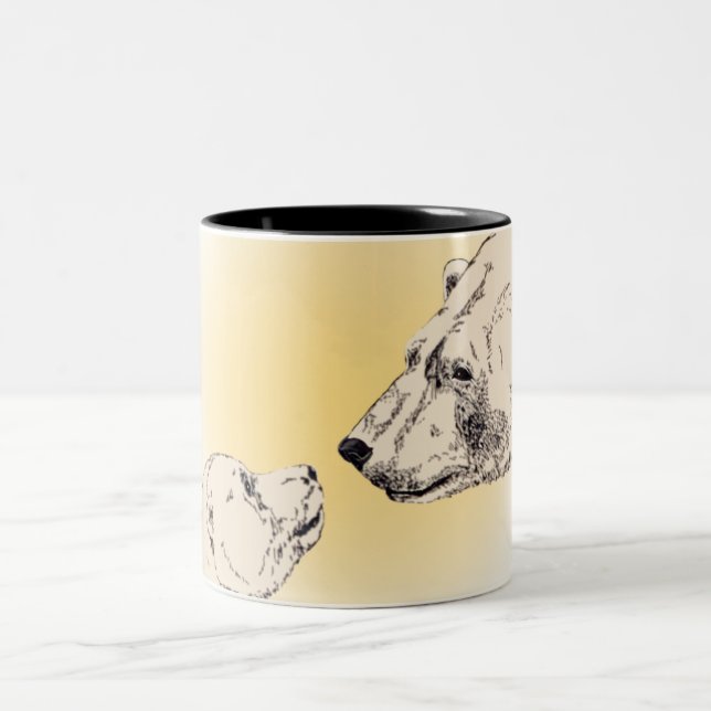 Polar Bear & Unge Coffee Mugg Wildlife Art Kopp (Center)