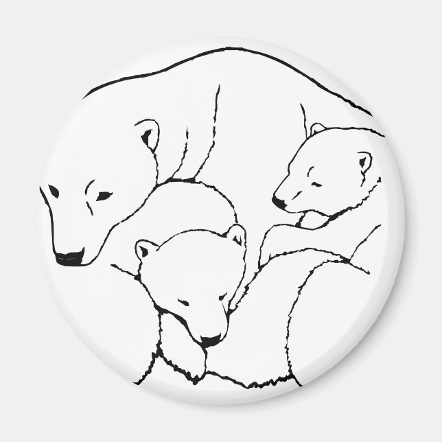 Polar Bear & Unge Fridge Magent Wildlife Art-prese Magnet (Framsidan)