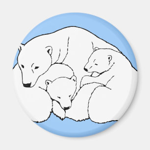 Polar Bear & Unge Fridge Magent Wildlife Art-prese Magnet