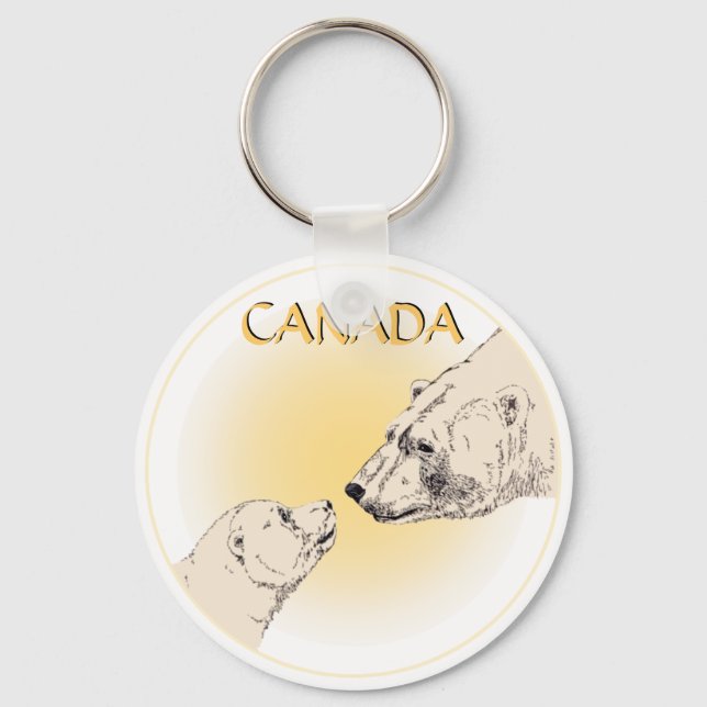 Polar Bear & Unge Keychain Wildlife Art Canada Gif Nyckelring (Framsida)
