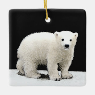 Polar Bear Unge-målning - originalbild av vilda d Julgransprydnad Keramik