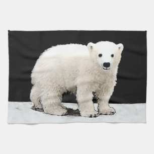 Polar Bear Unge-målning - originalbild av vilda d Kökshandduk