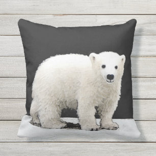 Polar Bear Unge-målning - originalbild av vilda d Kudde