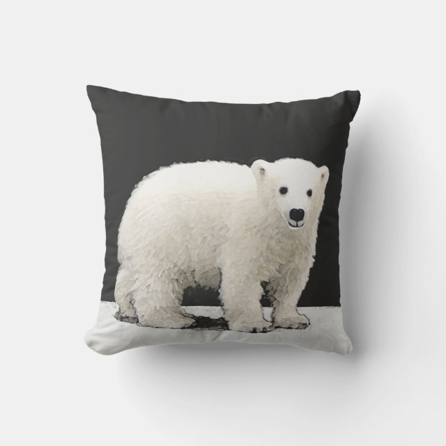 Polar Bear Unge-målning - originalbild av vilda dj Kudde (Framsida)