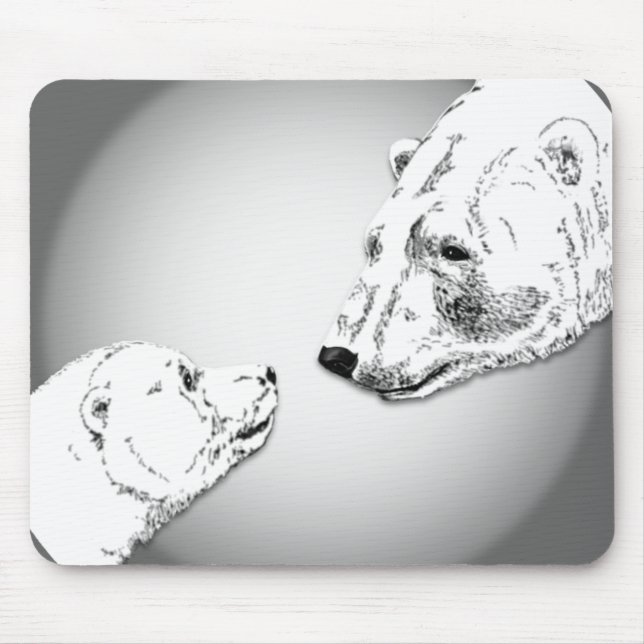 Polar Bear & Unge Mousepad Bear Art Mousepad Musmatta (Framsidan)