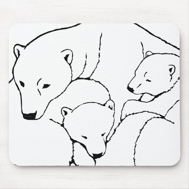 Polar Bear & Unge Mousepad Twin Bears Art Mousepad Musmatta (Framsidan)