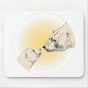 Polar Bear & Unge Mousepad Wildlife Art Mousepad Musmatta