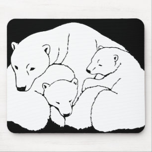 Polar Bear & Unge Mousepad Wildlife Art Mousepad Musmatta
