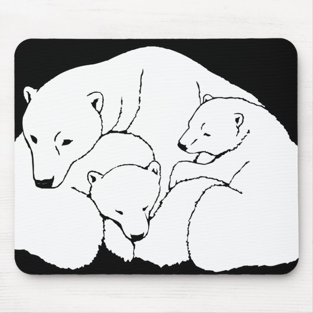 Polar Bear & Unge Mousepad Wildlife Art Mousepad Musmatta (Framsidan)