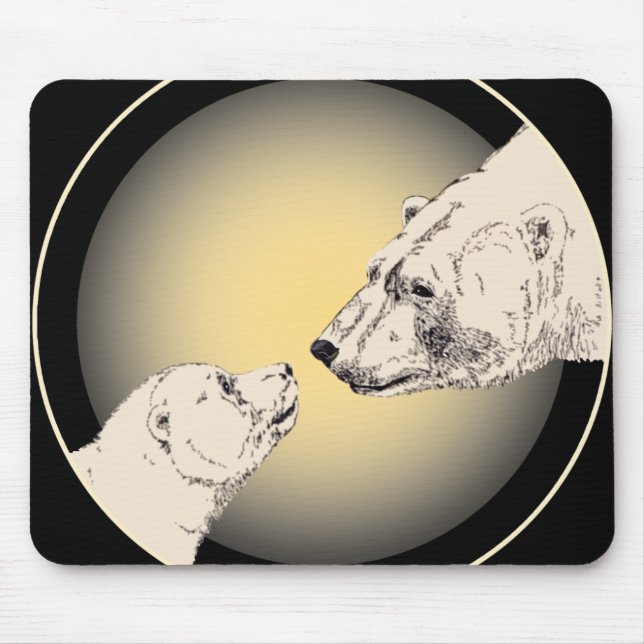 Polar Bear & Unge Mousepad Wildlife Art Mousepad Musmatta (Framsidan)