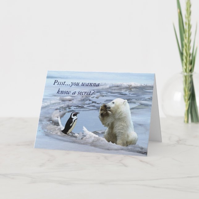 Polar Bear Unge och Penguin Best Friends Card Kort (Framsida)