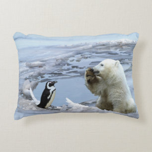 Polar Bear Unge och Penguin Best Friends Prydnadskudde
