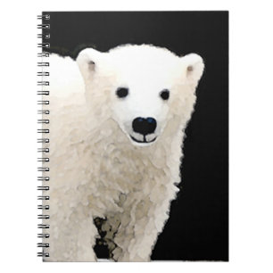 Polar Bear Unge Painting - Original Wildlife Art Anteckningsbok Med Spiral