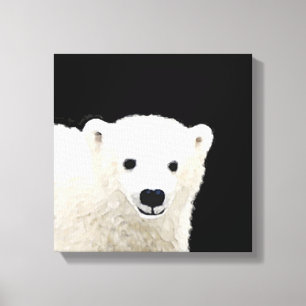 Polar Bear Unge Painting - Original Wildlife Art Canvastryck