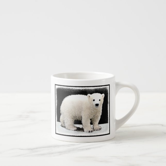 Polar Bear Unge Painting - Original Wildlife Art Espressomugg (Höger)