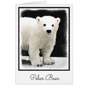 Polar Bear Unge Painting - Original Wildlife Art Hälsningskort