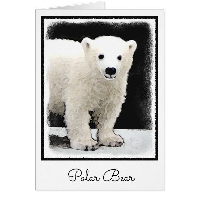 Polar Bear Unge Painting - Original Wildlife Art Hälsningskort (Framsidan)
