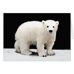 Polar Bear Unge Painting - Original Wildlife Art Hälsningskort