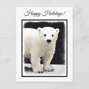 Polar Bear Unge Painting - Original Wildlife Art Helg Vykort
