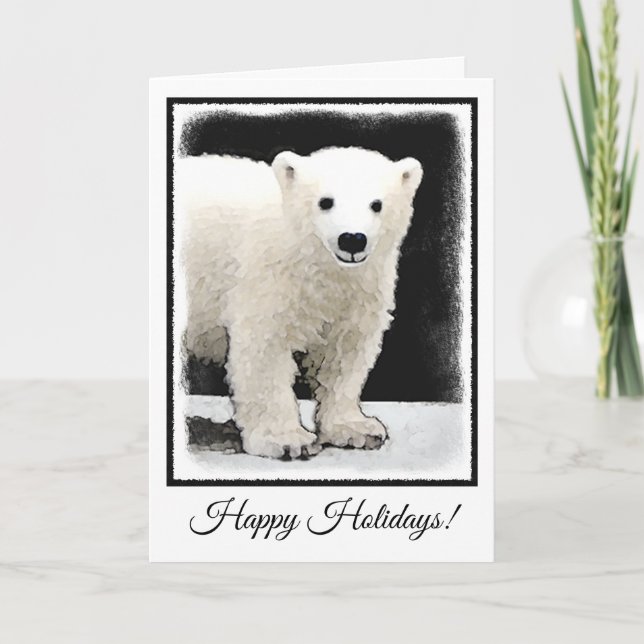 Polar Bear Unge Painting - Original Wildlife Art Helgkort (Framsida)