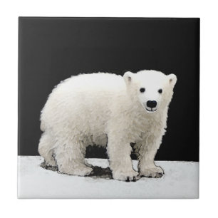 Polar Bear Unge Painting - Original Wildlife Art Kakelplatta