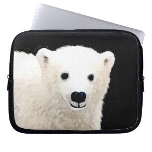 Polar Bear Unge Painting - Original Wildlife Art Laptop Fodral