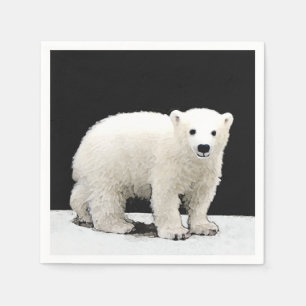 Polar Bear Unge Painting - Original Wildlife Art Pappersservett