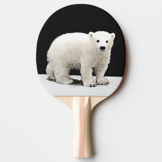 Polar Bear Unge Painting - Original Wildlife Art Pingisracket (Framsidan)