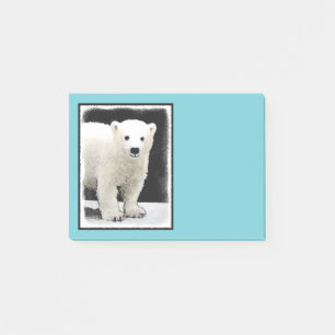 Polar Bear Unge Painting - Original Wildlife Art Post-it Block