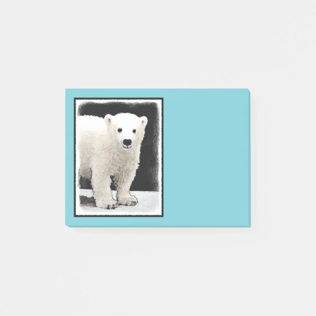 Polar Bear Unge Painting - Original Wildlife Art Post-it Block (Framsida)