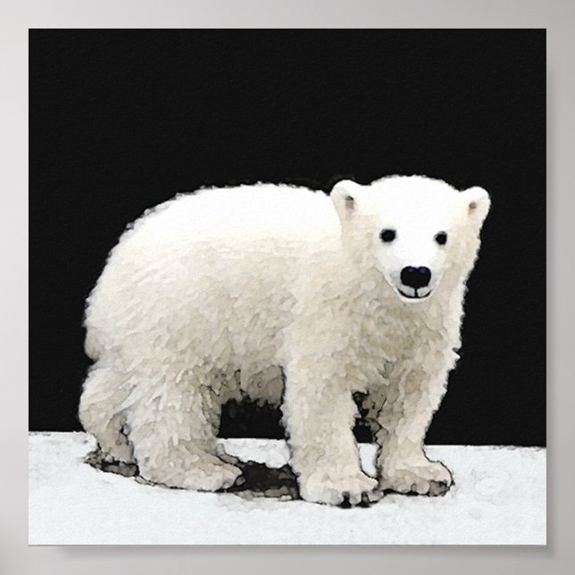 Polar Bear Unge Painting - Original Wildlife Art Poster (Framsidan)