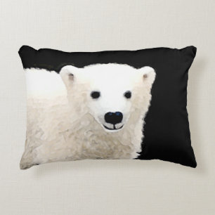 Polar Bear Unge Painting - Original Wildlife Art Prydnadskudde
