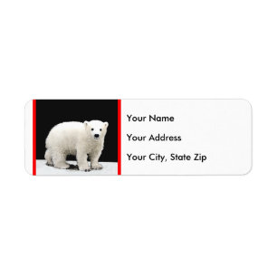 Polar Bear Unge Painting - Original Wildlife Art Returadress Etikett