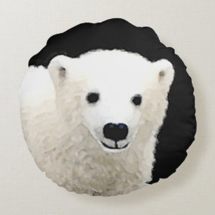 Polar Bear Unge Painting - Original Wildlife Art Rund Kudde