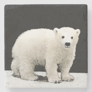 Polar Bear Unge Painting - Original Wildlife Art Stenunderlägg