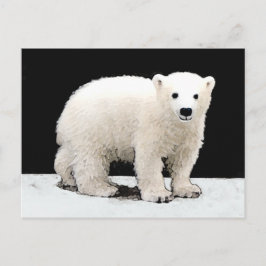 Polar Bear Unge Painting - Original Wildlife Art Vykort