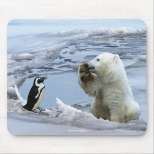 Polar Bear Unge & Penguin Best Friends Mousepad Musmatta
