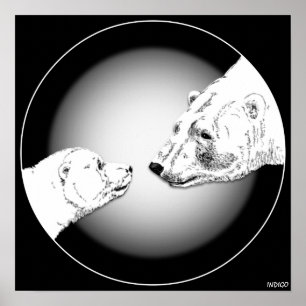 Polar Bear & Unge Poster Bear Art-utskrifter och -