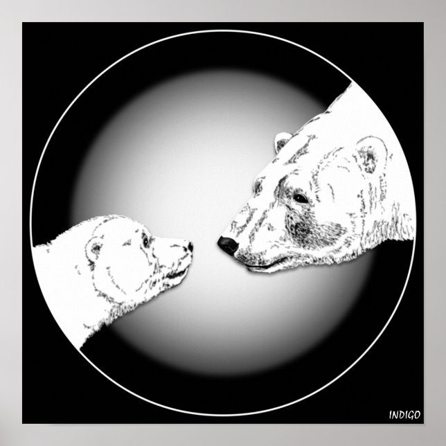 Polar Bear & Unge Poster Bear Art-utskrifter och - (Framsidan)