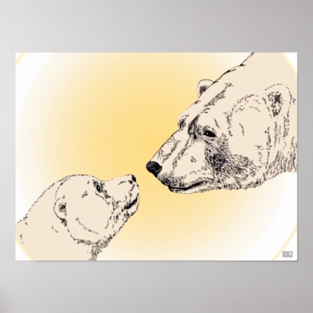 Polar Bear & Unge Poster viltlevande hemdekan (Framsidan)