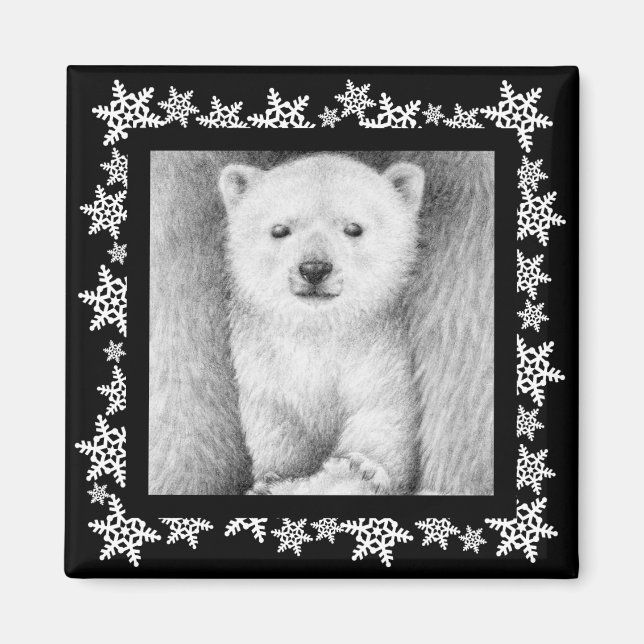 Polar Bear Unge Snowflake-julgranen Magnet (Framsidan)