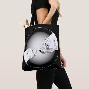 Polar Bear & Unge Tote Bag Bear Art Shopping bag Tygkasse