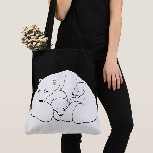 Polar Bear & Unge Tote Bag Bear Art Shopping bag Tygkasse (Närbild)