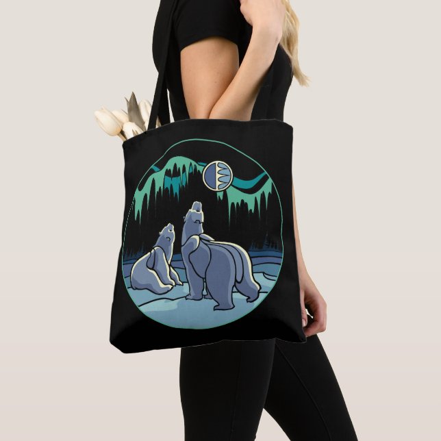 Polar Bear & Unge Tote Tribal Bag Bear Bag Bag Tygkasse (Närbild)