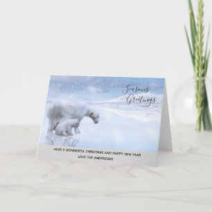 Polar Bear Unge Winter Snö Julafton Photo Personli Helgkort