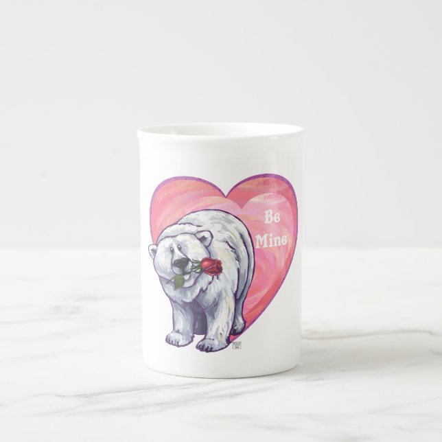 Polar Bear Valentindagen Benporslin Mugg (Framsidan)