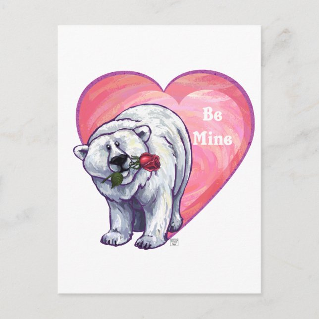 Polar Bear Valentindagen Helg Vykort (Framsida)
