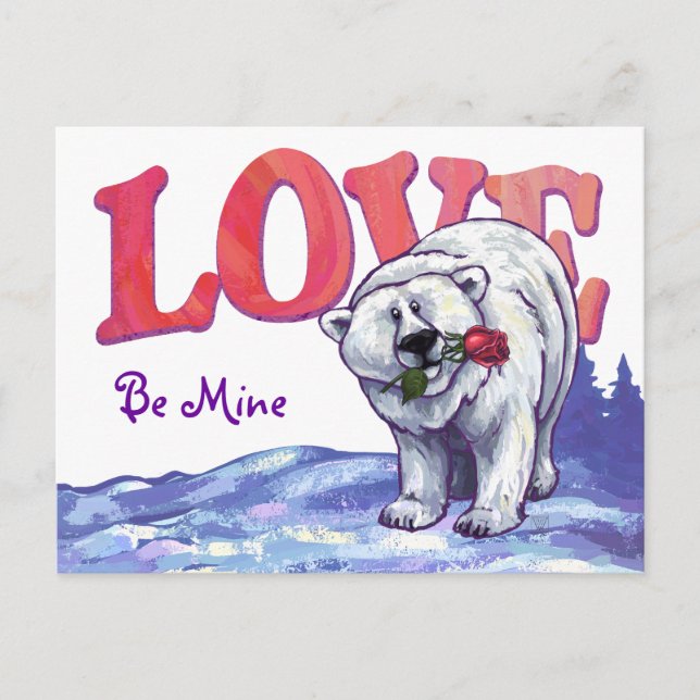Polar Bear Valentindagen Helg Vykort (Framsida)