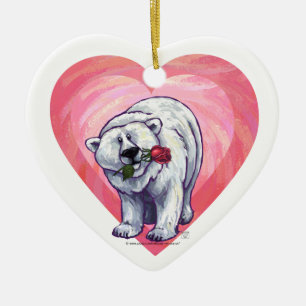 Polar Bear Valentindagen Julgransprydnad Keramik